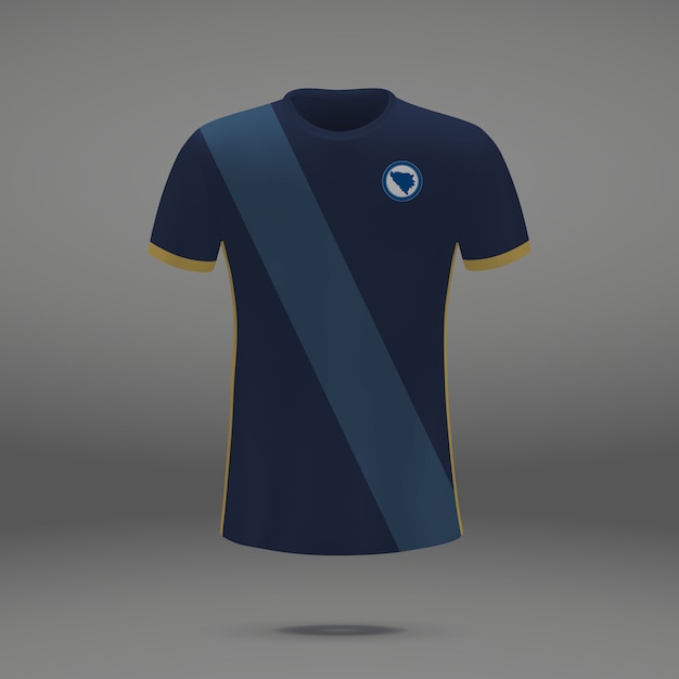 Football kit of Bosnia, tshirt template for soccer jersey