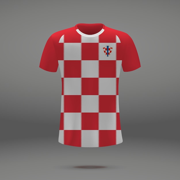 Football kit of Croatia, tshirt template for soccer jersey