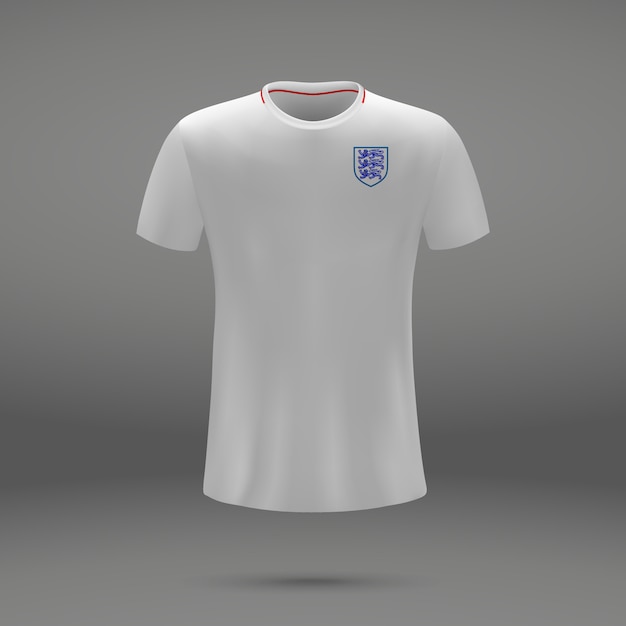 Football kit of England, tshirt template for soccer jersey