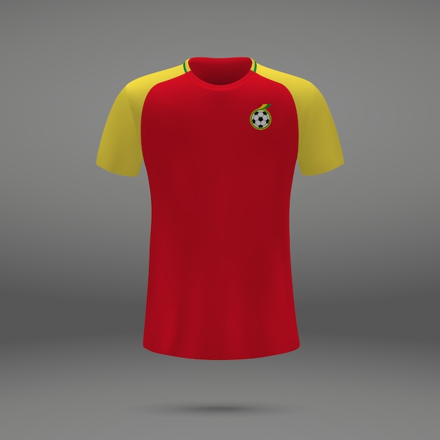 Football kit of ghana, tshirt template for soccer jersey