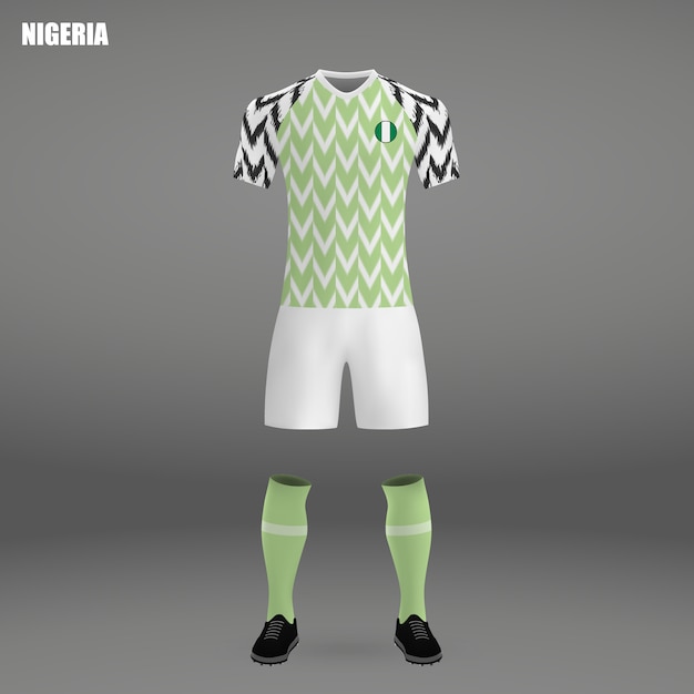 Vettore kit da calcio della nigeria, modello da tshirt per la maglia da calcio