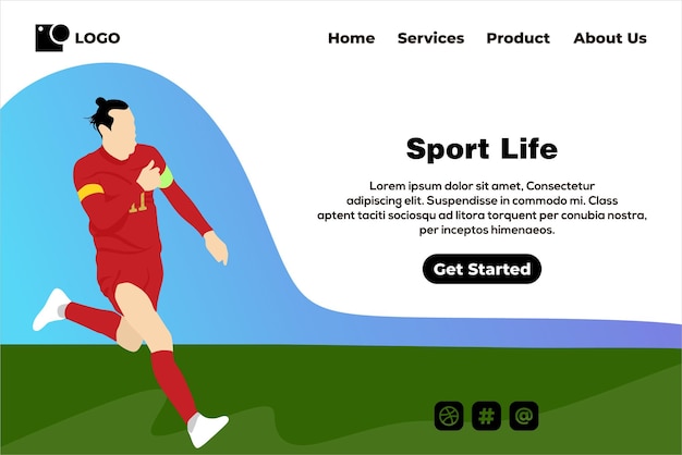 Football landing page design template, Landing page design vector, Landing page vector