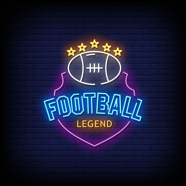 Vector football legend neon signs style text