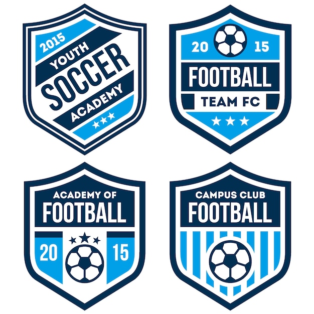 Football logo and badge set isolated in white background