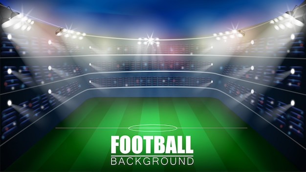 Vector football match. world championship stadium 3d vector background. soccer poster template.