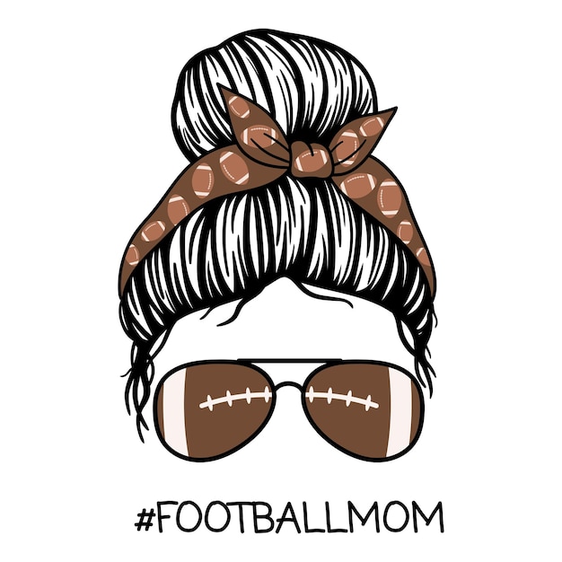 Vector football mom women with aviator glasses bandana women vector illustration