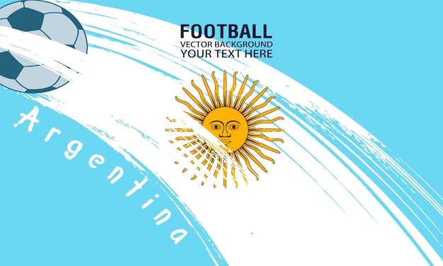 Вектор Футбол или футбольный абстрактный фон подходит для дизайна гранж-мазка флага аргентины