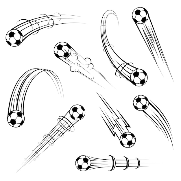 Football outline movement symbols set