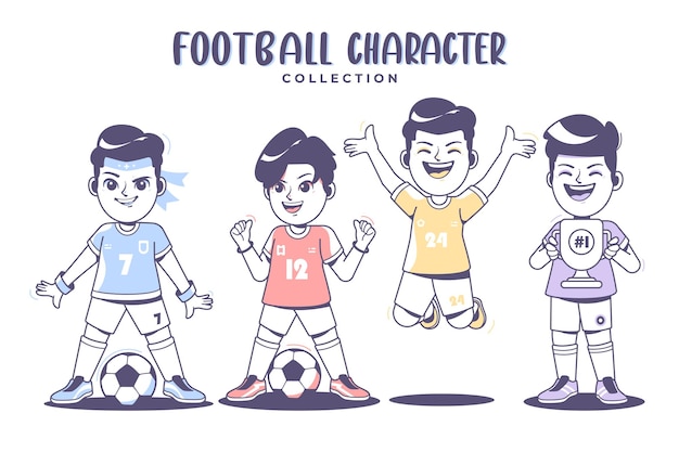 サッカー選手の漫画のキャラクターのイラスト デザイン 2