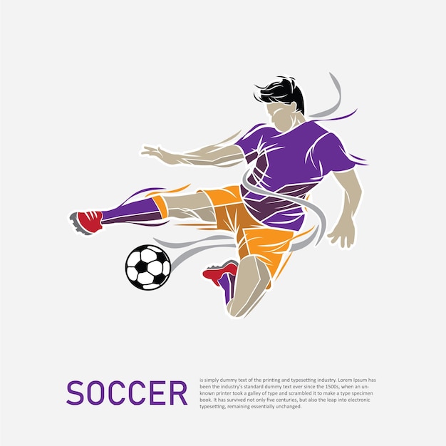 football player is dribbling and ready to kick the ball isolated vector illustration