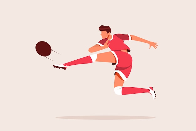 Football Player Kicking Ball to Goal