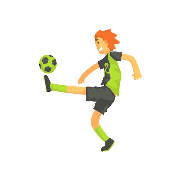 Vector football player kicking the ball isolated illustration