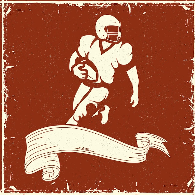 Vector football player in ribbon