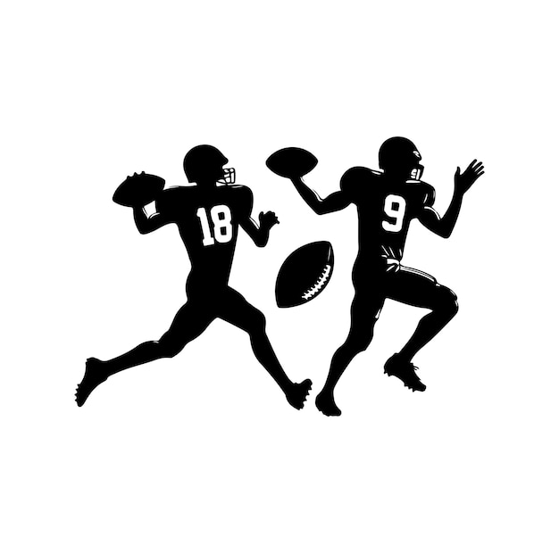 Vector football player silhouette set vector illustration