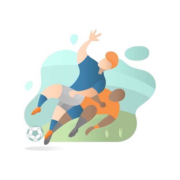 Football player tackling flat illustration