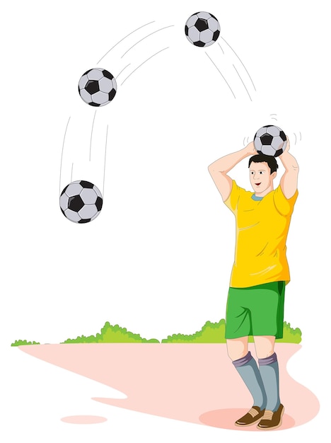 Футболист бросает мяч стоя