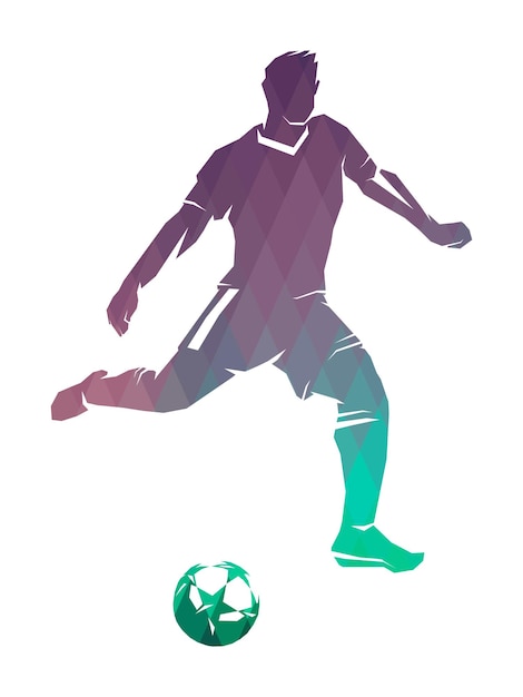 흰색 배경에 공 색상 고립 된 이미지와 축구 선수