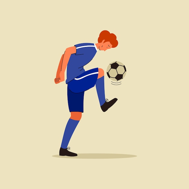 Vector football player with soccer ball flat illustration men football player flat vector design