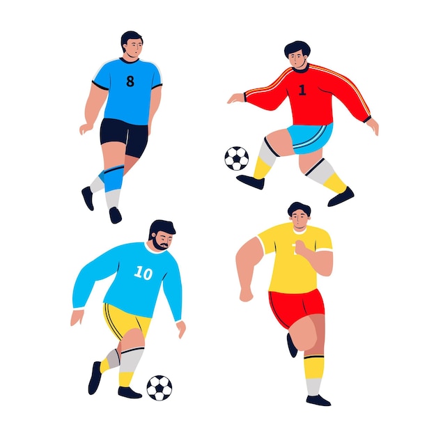 Football players pack flat design