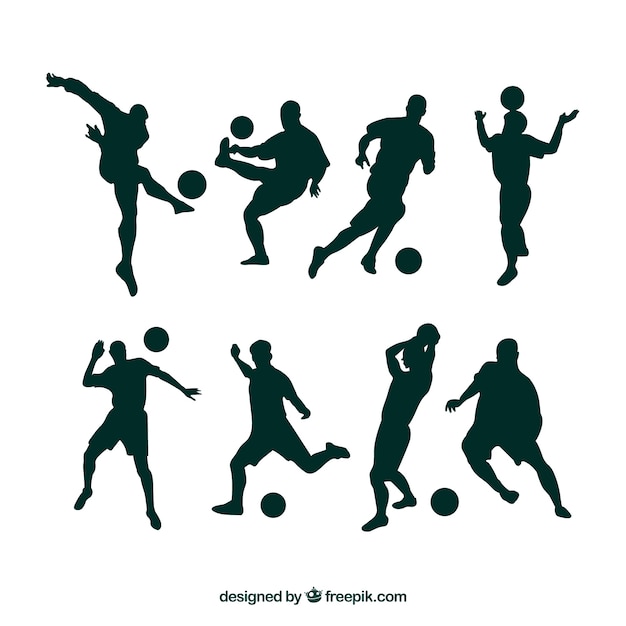 Football players silhouettes in different positions