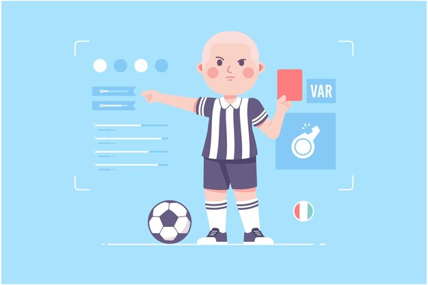 Arbitro di calcio simpatico design del personaggio