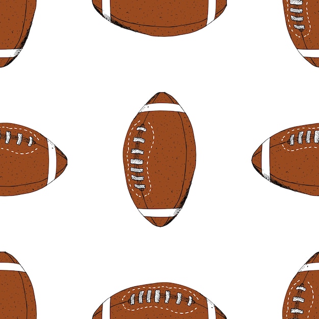 Football rugby ball seamless pattern vector illustration