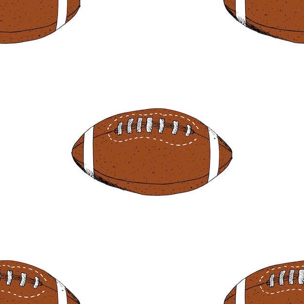 Vector football rugby ball seamless pattern vector illustration