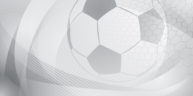 Vector football or soccer background with big ball in gray colors