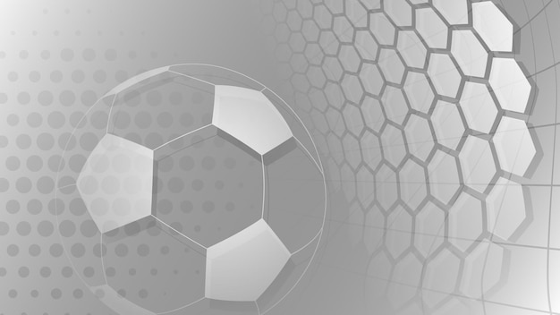 Football or soccer background with big ball in gray colors