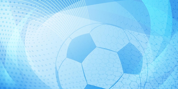 Vector football or soccer background with big ball in light blue colors