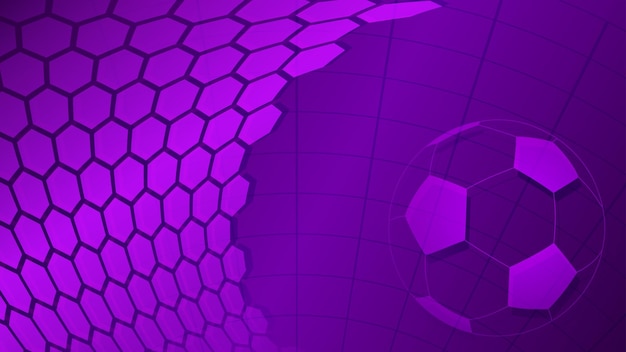 Football or soccer background with big ball in purple colors