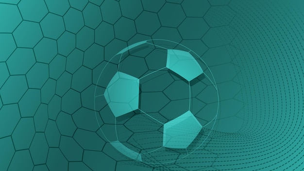 Football or soccer background with big ball in turquoise colors