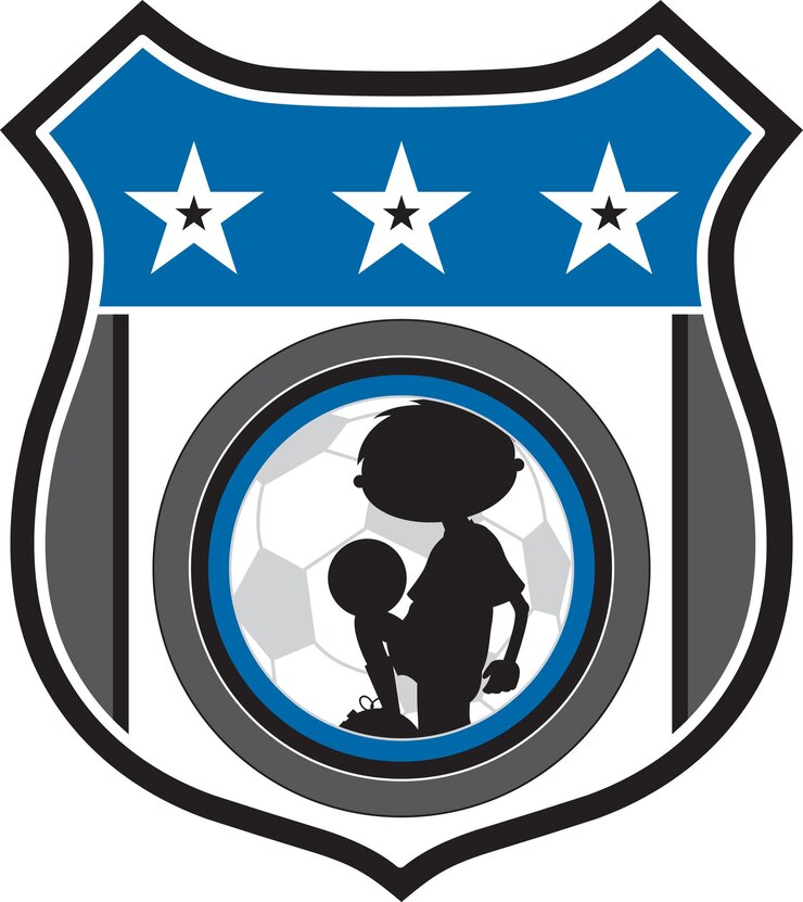 シルエット スポーツ イラストの選手とサッカー サッカー バッジ