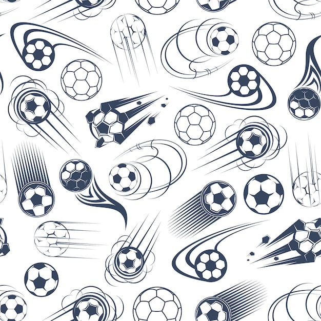 Vector football or soccer balls seamless pattern