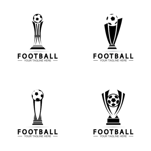 Football or soccer championship trophy logo design vector icon templatechampions football trophy for winner award