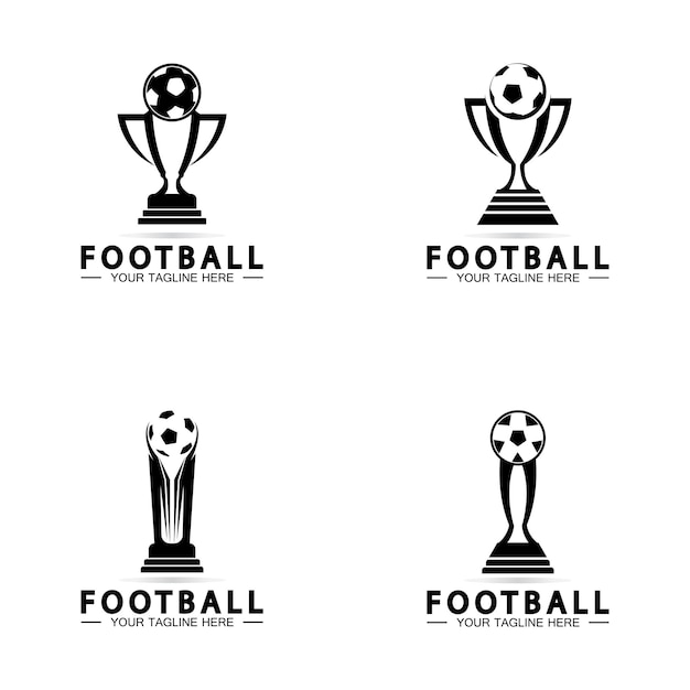 Футбольный или футбольный трофей Логотип Дизайн векторной иконки шаблона футбольного трофея чемпионов за награду победителя