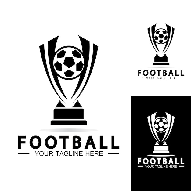 Football or soccer championship trophy logo design vector icon templatechampions football trophy for winner award