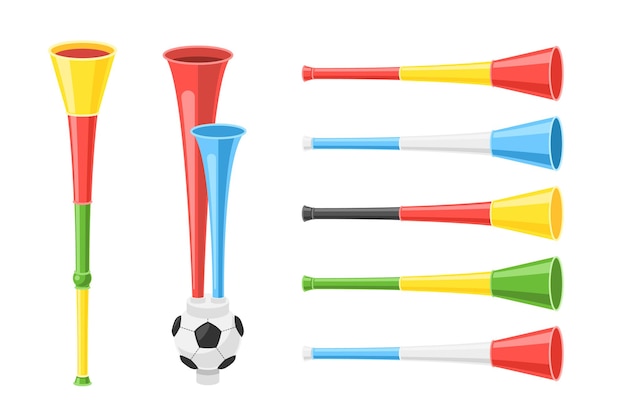 Farbige Trompeten Für Fußball-Spaß Musikalisches Vuvuzela Vektor Abbildung  - Illustration von hintergrund, farbe: 120476282