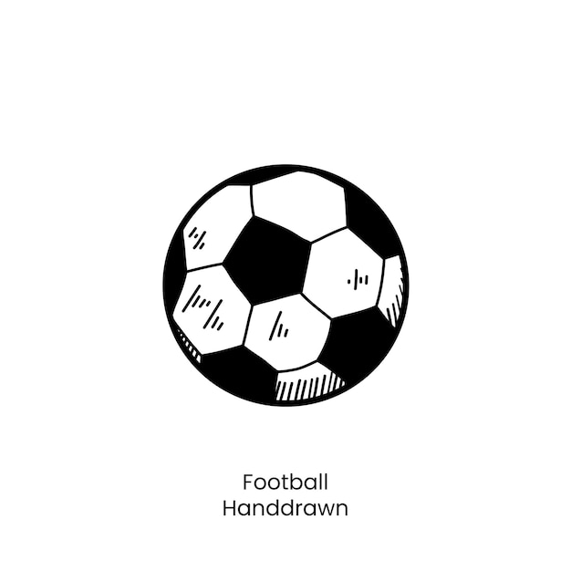 サッカー サッカー手描きのレトロなスタイルのビンテージ ライン アート