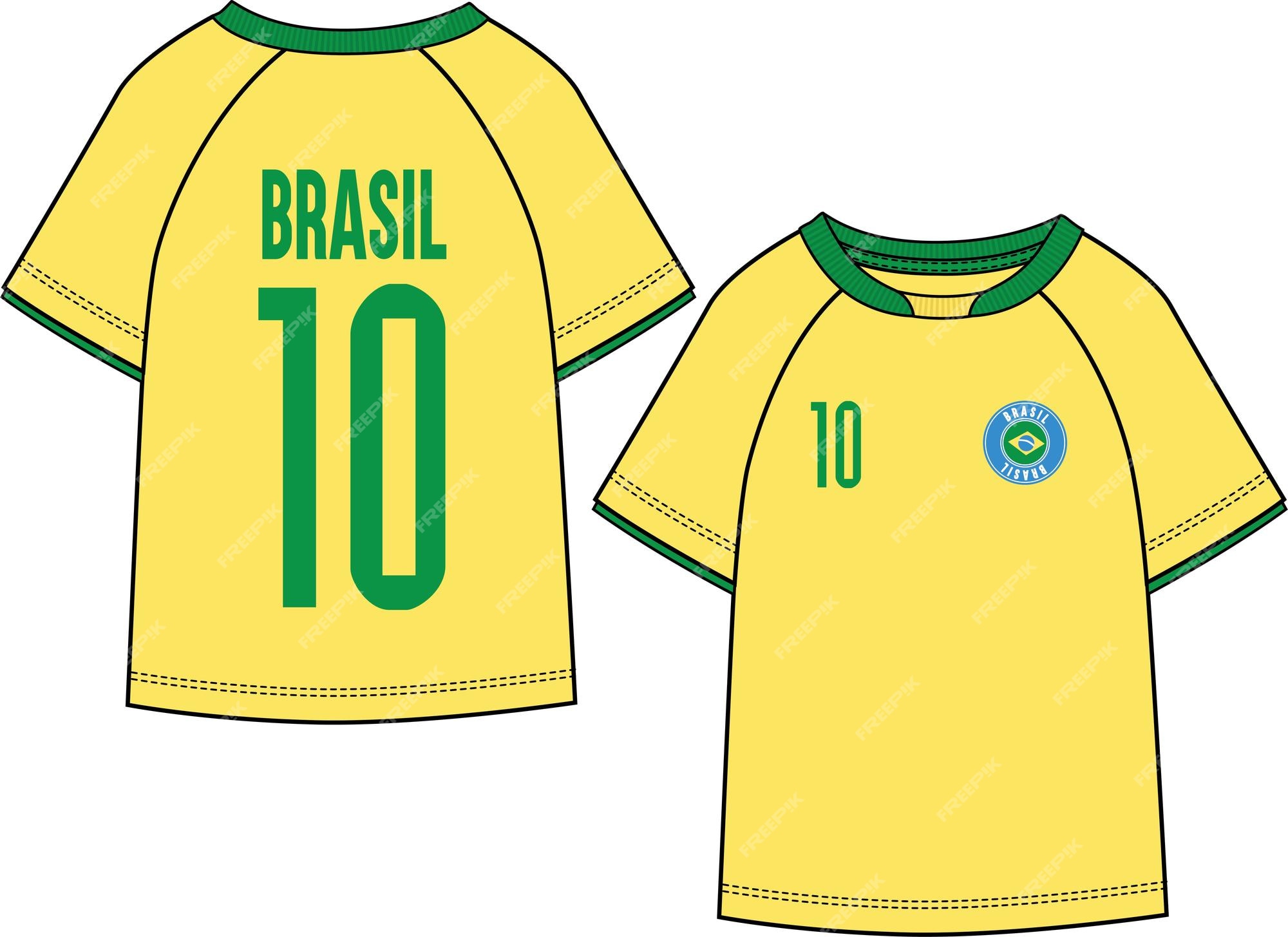 Realistic soccer uniform of a brazil team Vector Image