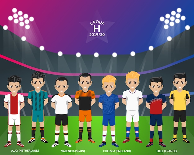 유럽 선수권 그룹 H의 축구 축구 키트