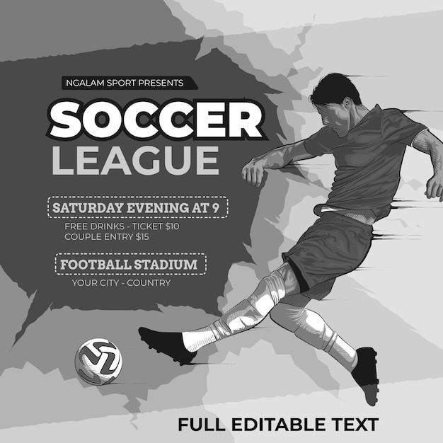 Vector football soccer league flayer template