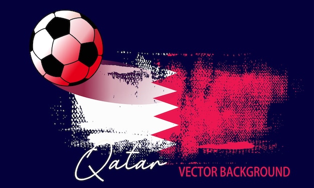 football or soccer on Qatar flag, background from paint brushes flag, Vector illustration