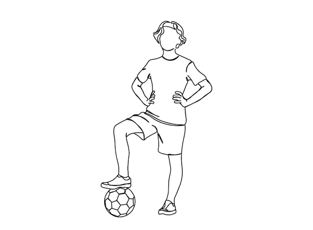 Football, Soccer single-line art drawing continues line vector illustration