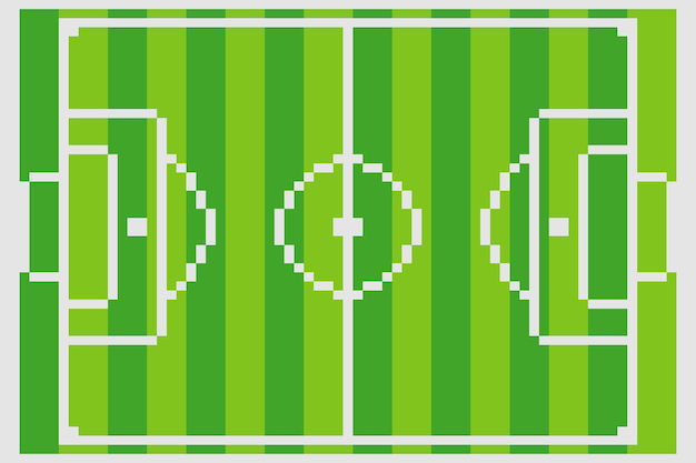 Football sport field with pixel art.