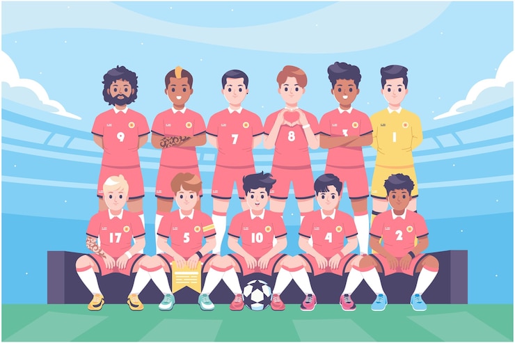 Vector サッカーチームのチームのイラストの背景