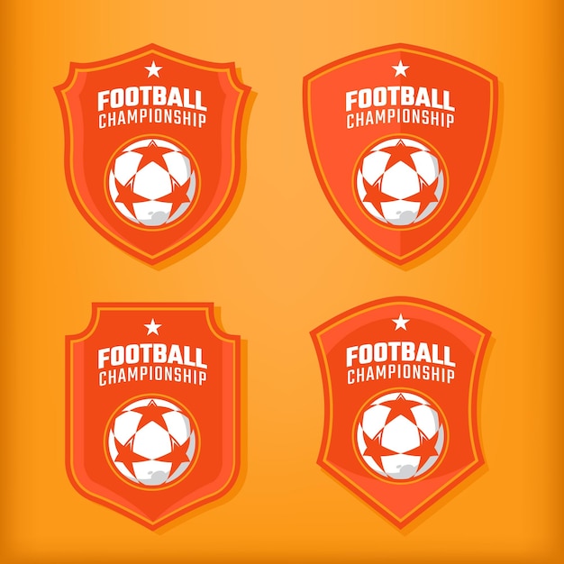 Football themed logo collection in orange color on a orange background