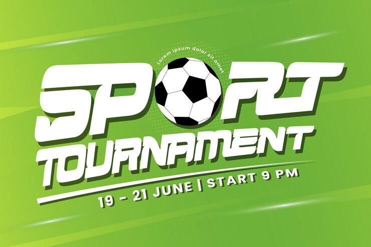 Football tournament sport event background design template Field and ball feel design with a cool look