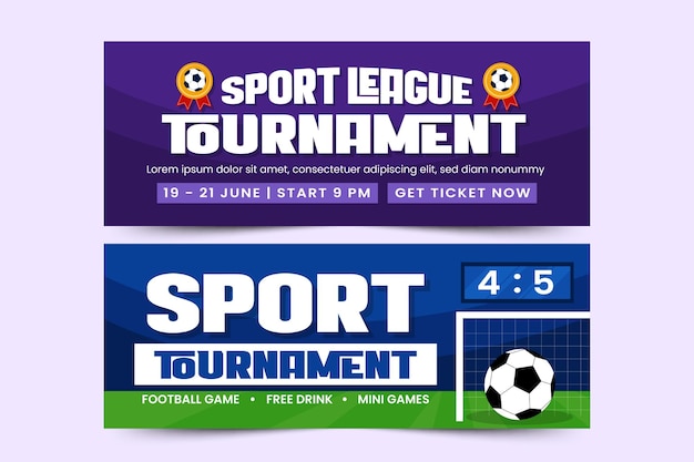 Football tournament sport event banner design template easy to customize simple and elegant design