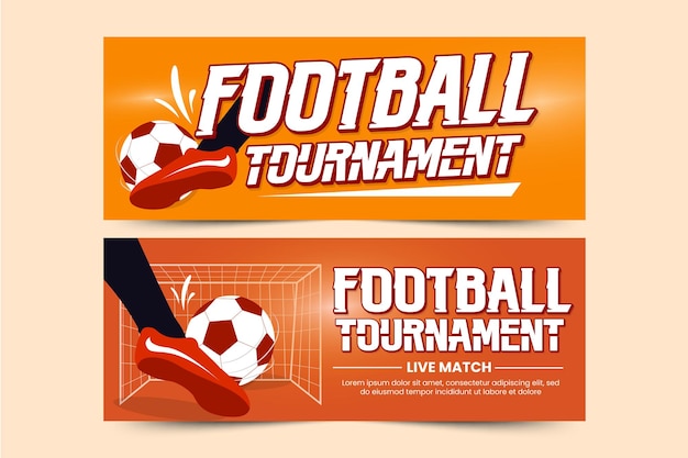 Modello di progettazione di banner per eventi sportivi di tornei di calcio facile da personalizzare design semplice ed elegante